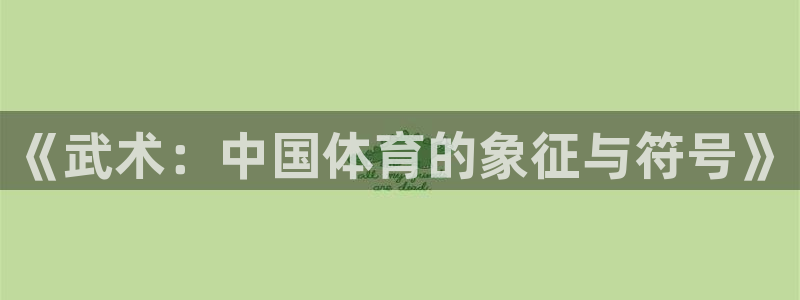 熊猫体育官网首页入口：《武术：中国体育的象征与符号》